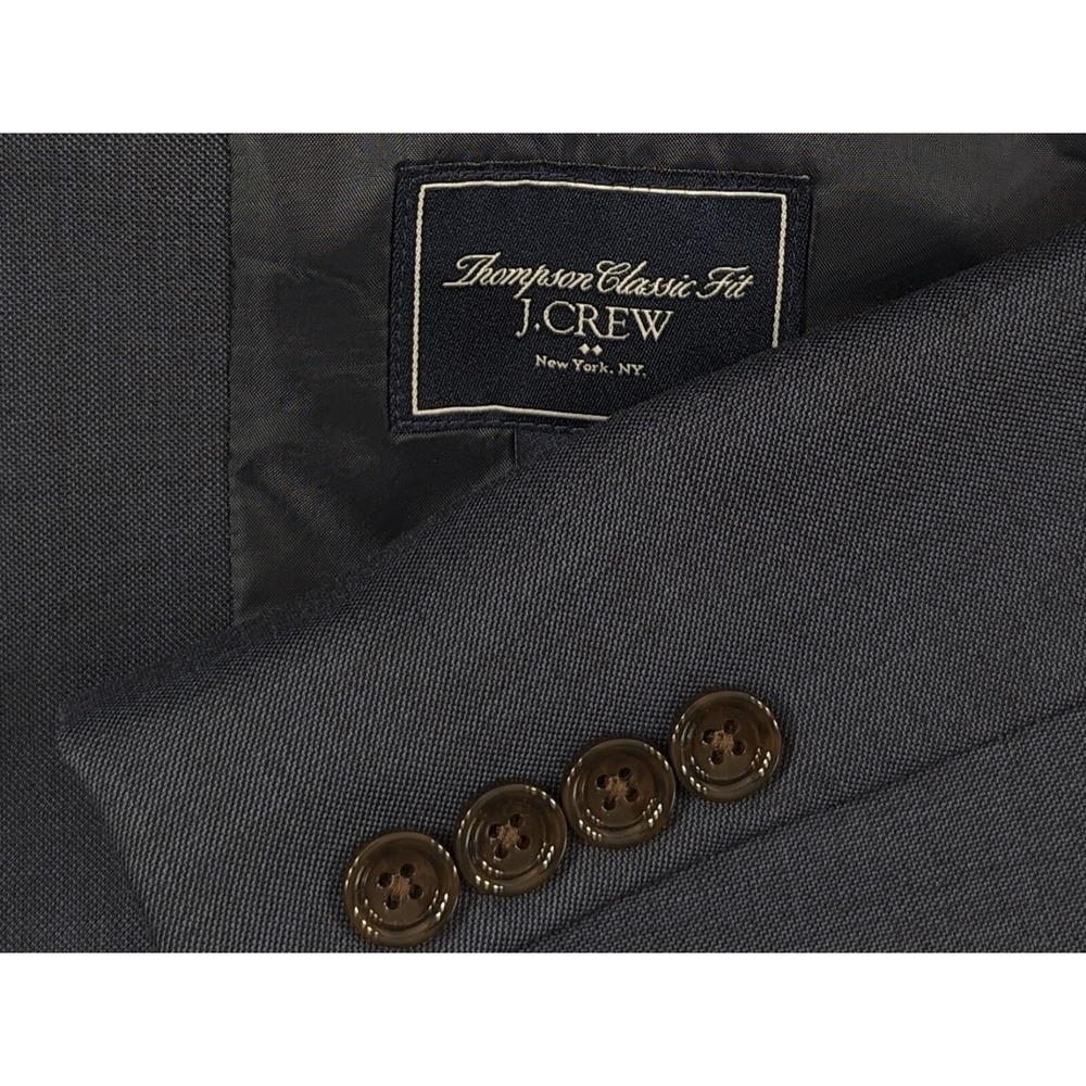 Mens J Crew Blazer Coat Sport Jacket WOOL 40R 2 Button Blue‎ Gray Crosshatch